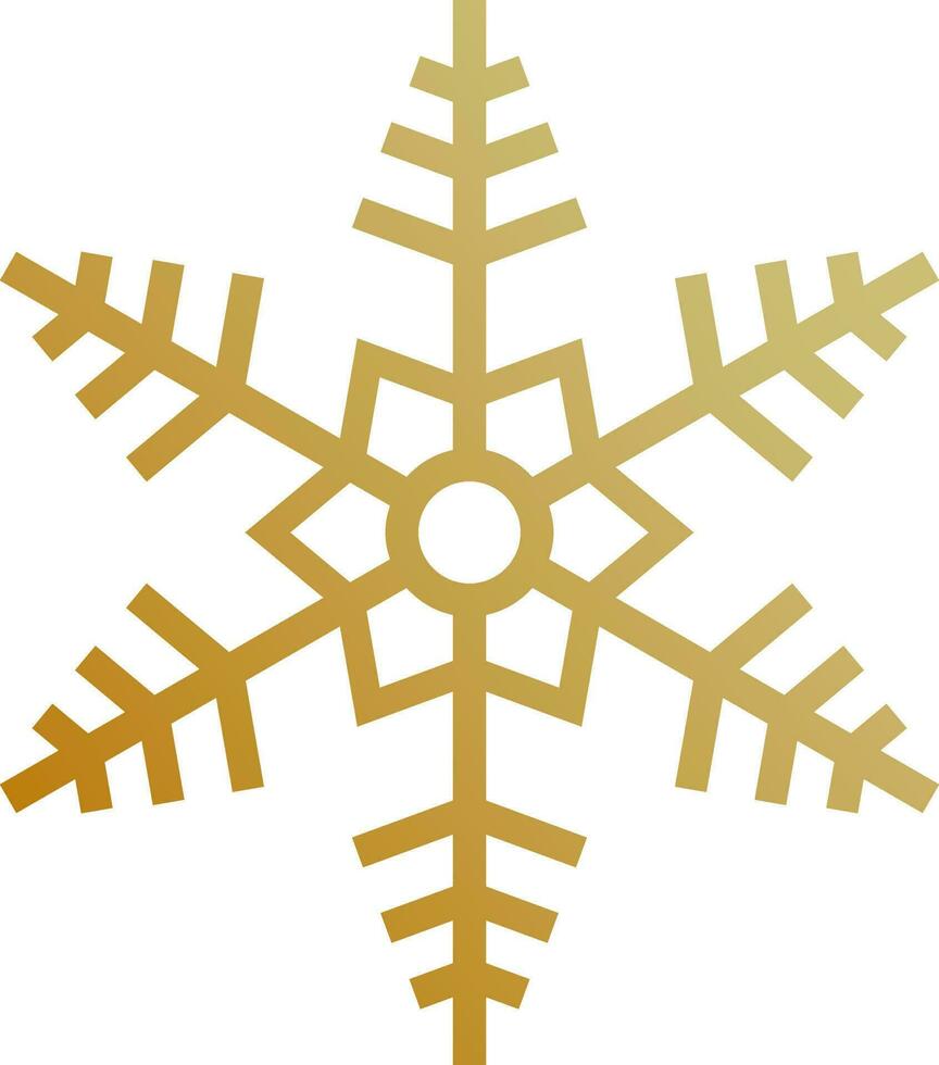 Golden snowflake on white background. vector