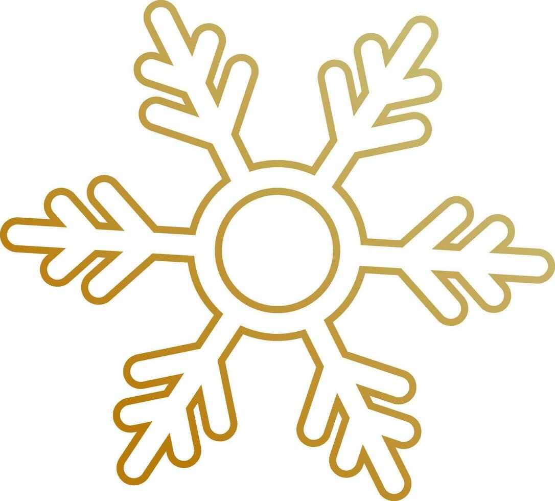 Line art illustration of snowflake in golden color. vector