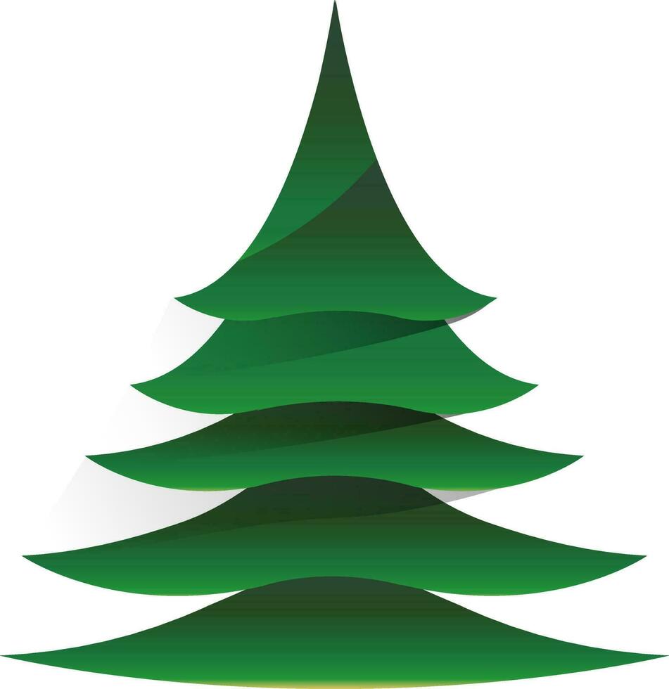 verde papel cortar Navidad árbol en blanco antecedentes. vector