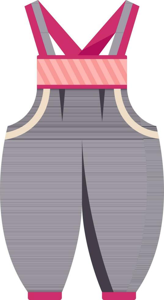 Dungaree pant icon in purple and pink color. vector