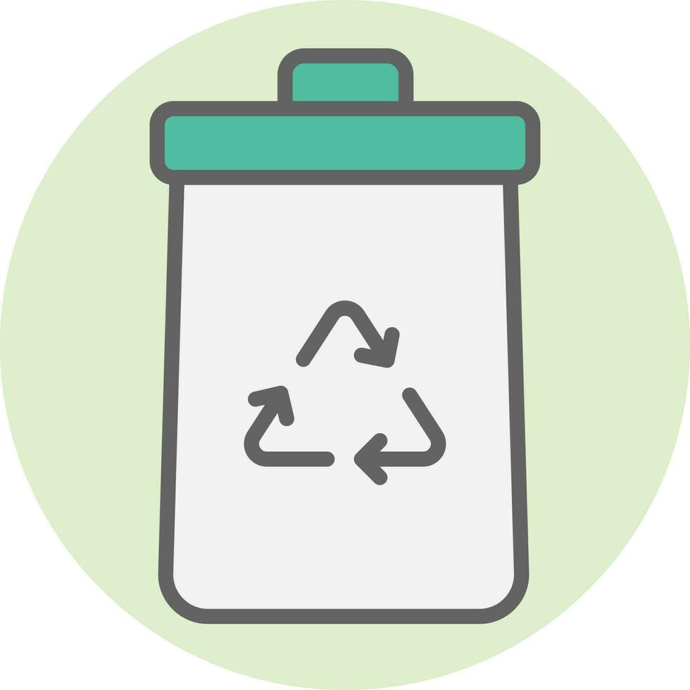 Recyle bin icon in green and white color. vector