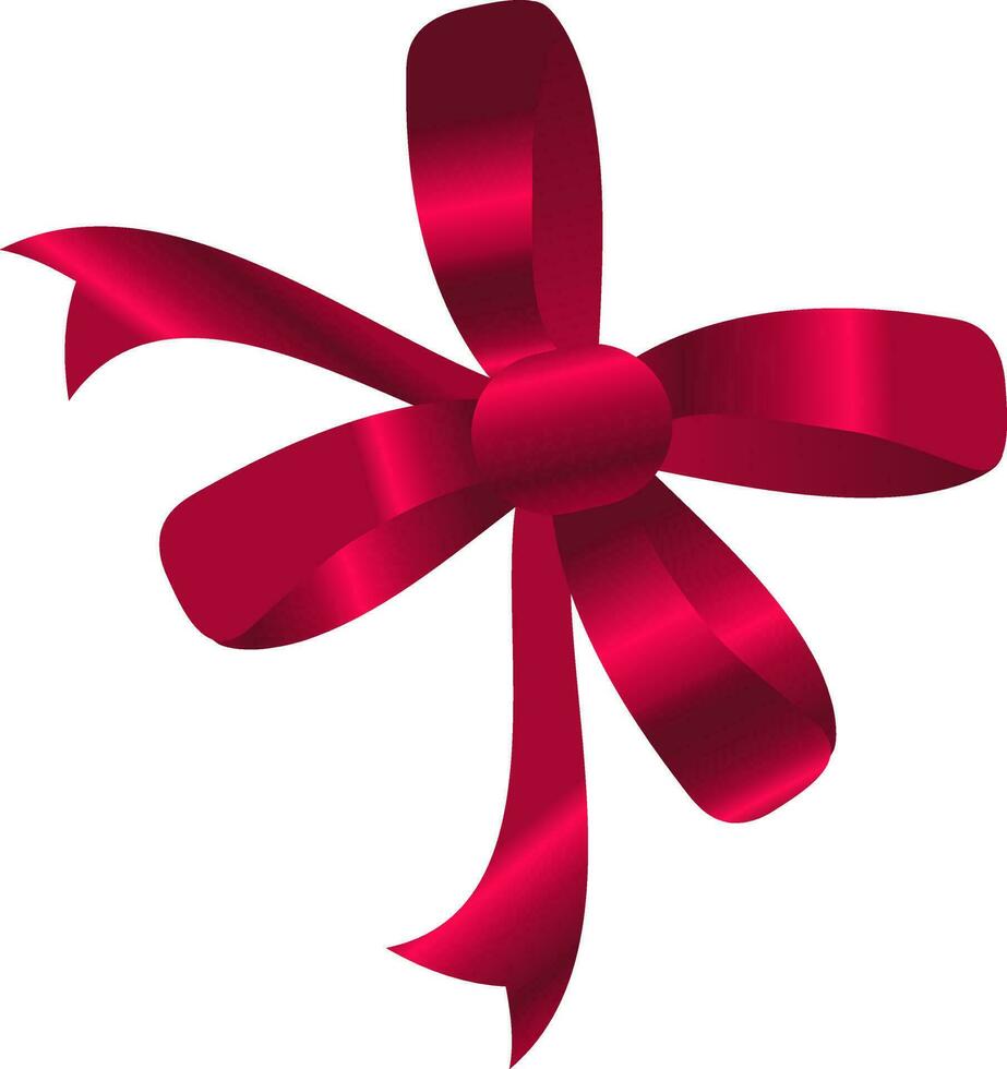 Shiny red flower made by ribbon. vector