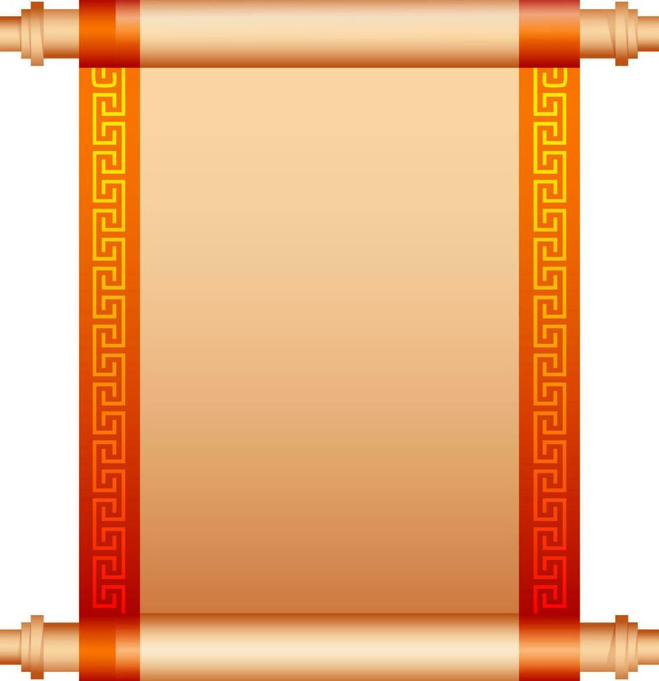 Chinese scroll letter in golden and orange color. vector