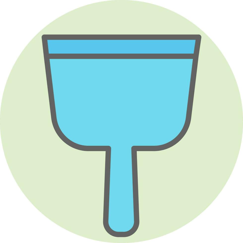 Blue Dustpan icon on green circle background. vector