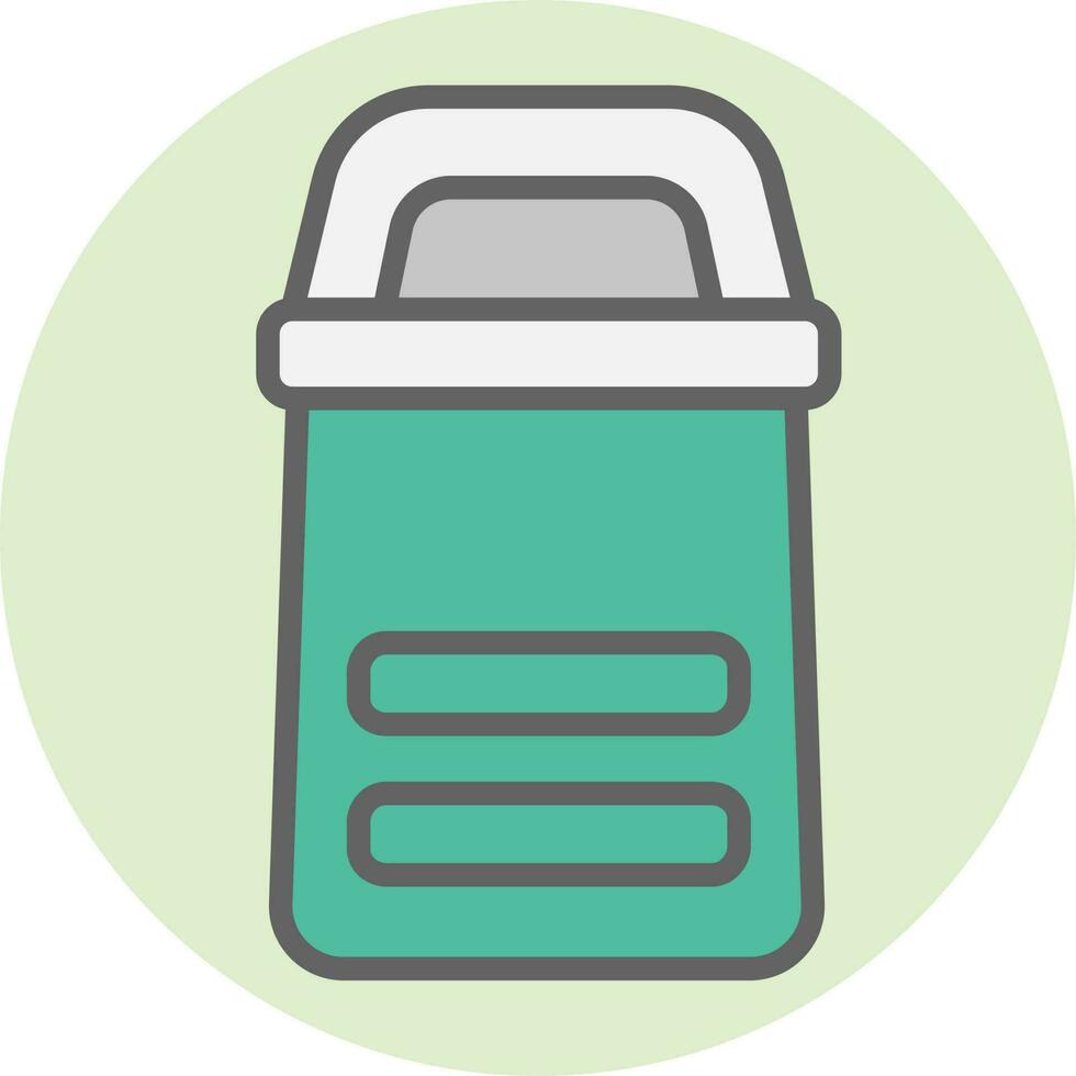 Flat style Dustbin icon in green and gray color. vector