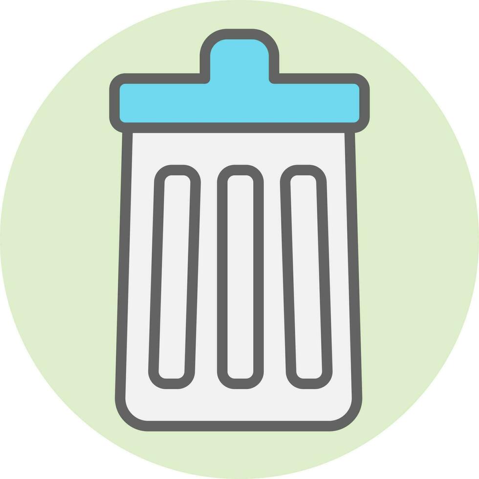 Illustration of Dustbin icon in white and blue color. vector