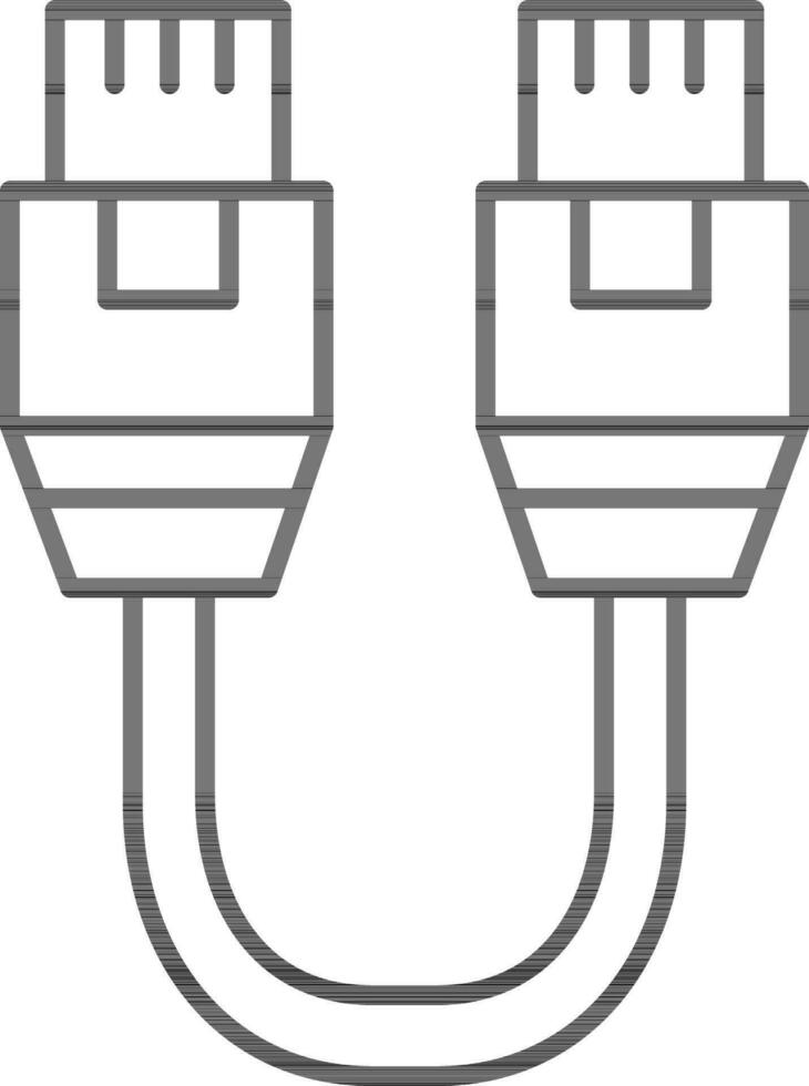 línea Arte dos lado USB cable icono en plano estilo. vector