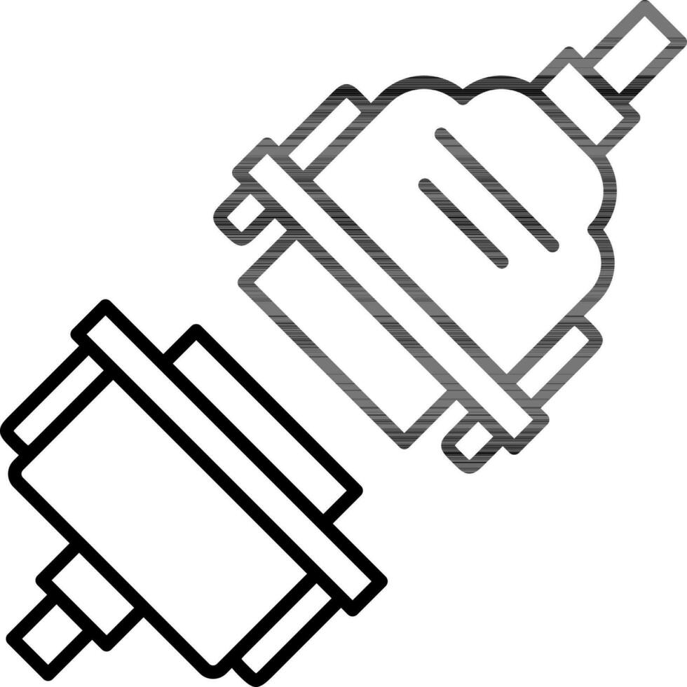 Flat style USB cable with vga connector icon in line art. vector