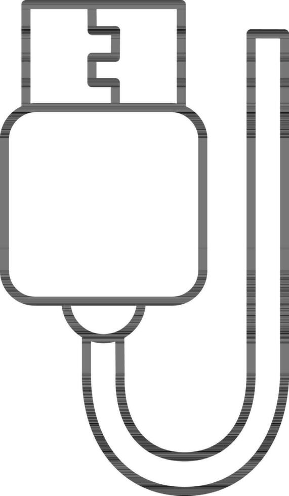 USB cable connector icon in line art. vector