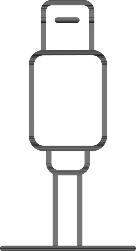 negro línea Arte ilustración de USB cable conector icono. vector