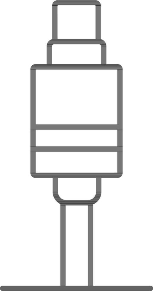 Black line art illustration of USB cable icon. vector