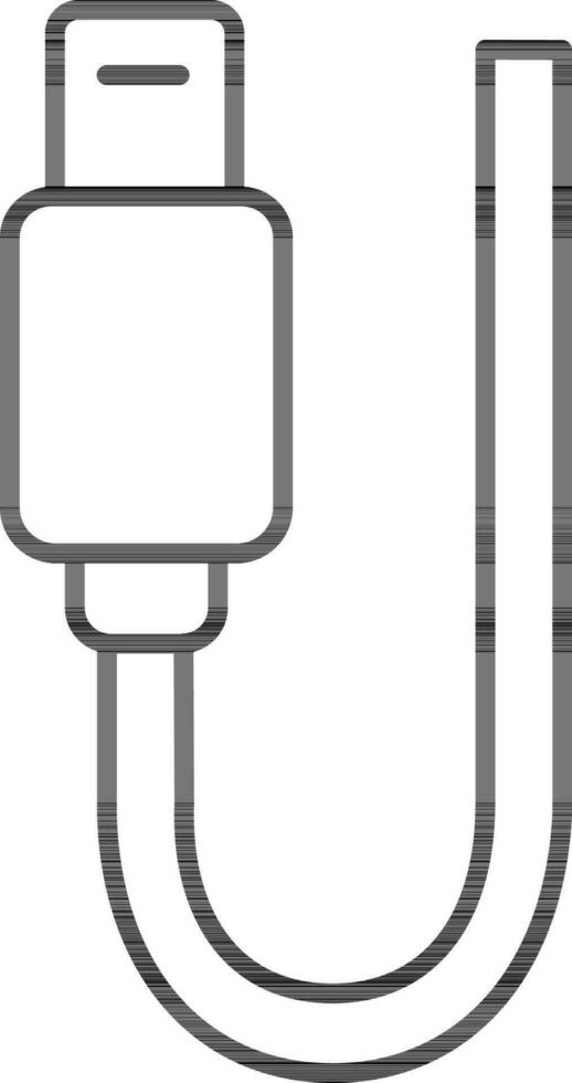 USB cable icon in black line art. vector