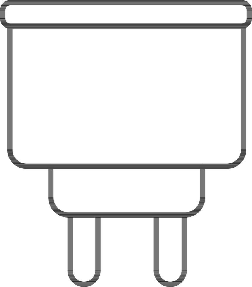 Black line art illustration of Charger plug icon. vector