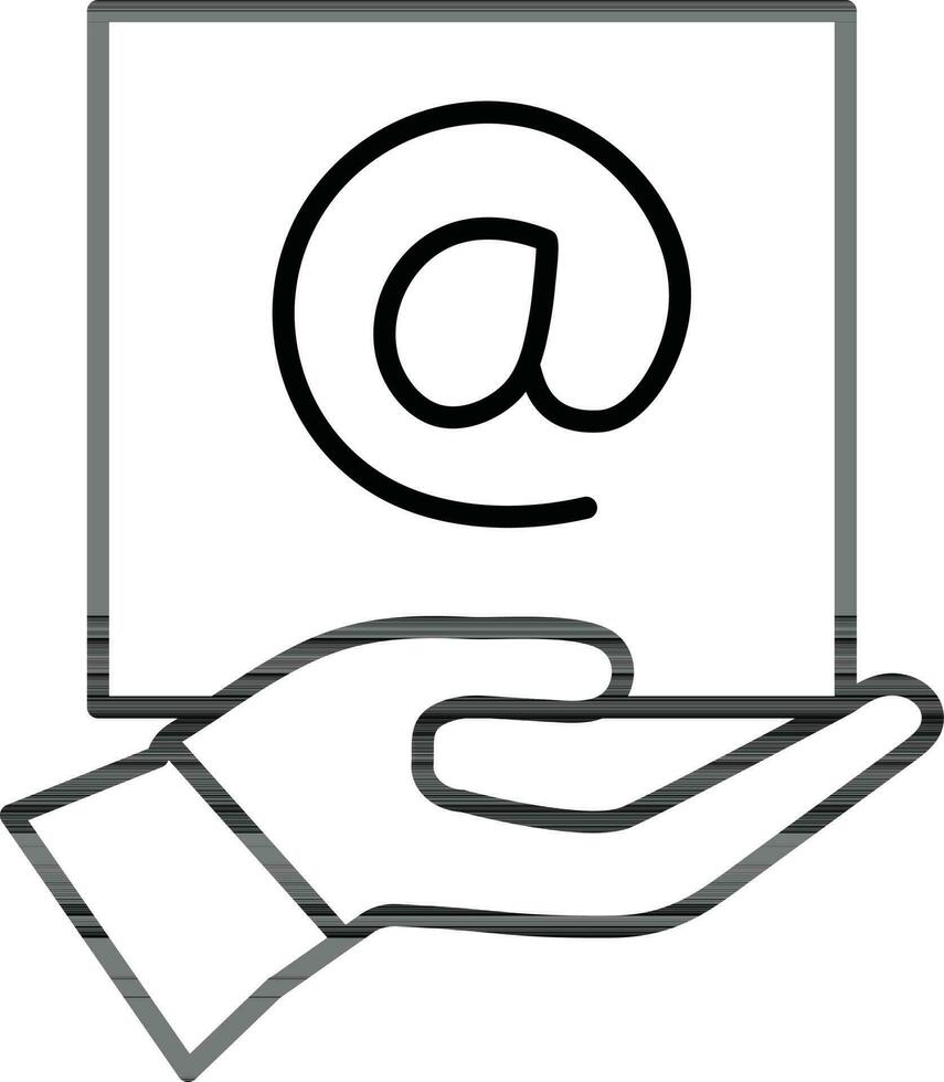 Black line art illustration of Human send or receive email icon. vector