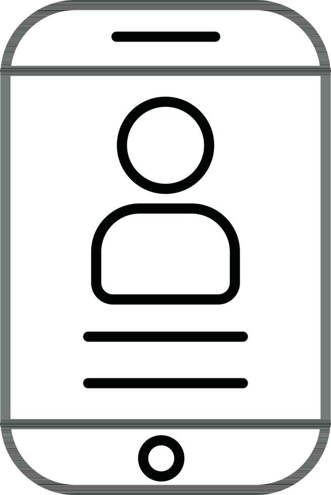 Line art User or profile on smartphone icon in flat style. vector