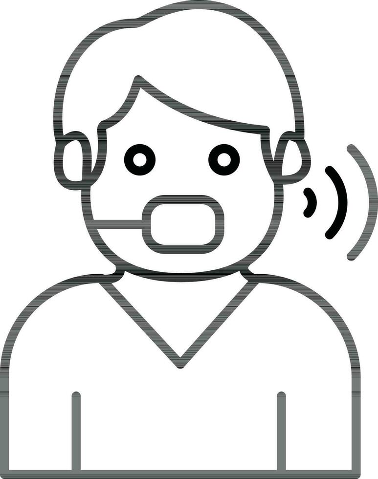 Flat style Man call with microphone icon in line art. vector