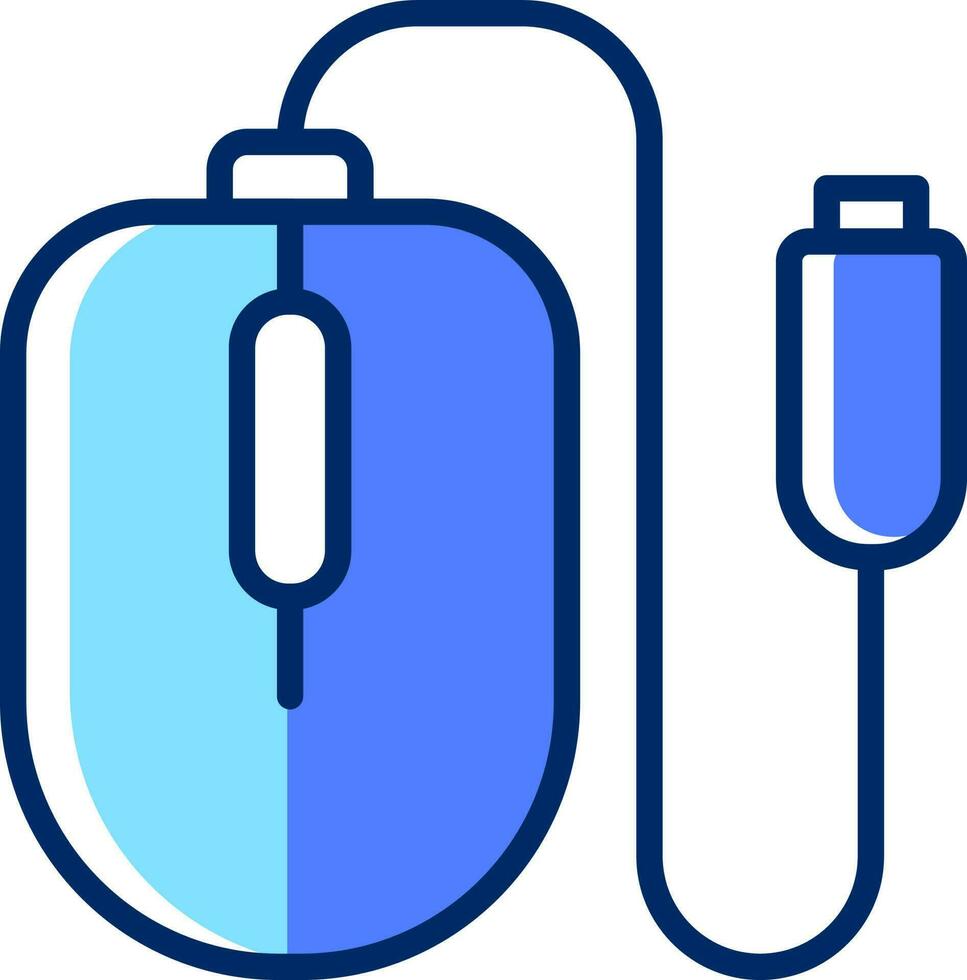 USB cable with mouse icon in flat style. vector