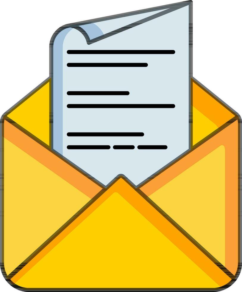 correo o sobre icono en amarillo y blanco color. vector