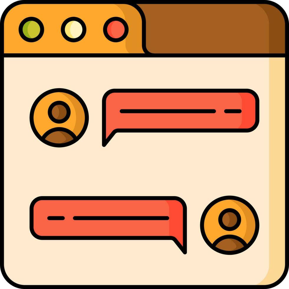 Vector illustration of Online user chatting web page icon.