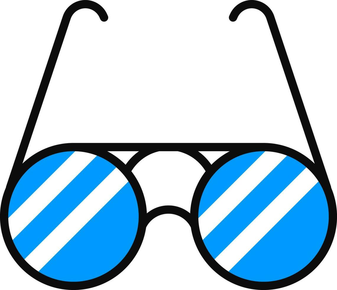 Gafas de sol icono en azul y blanco color. vector