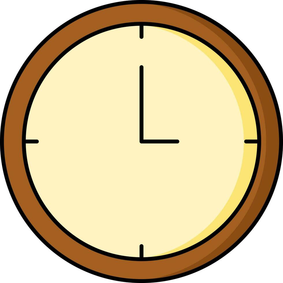 Wall clock icon in brown and yellow color. vector