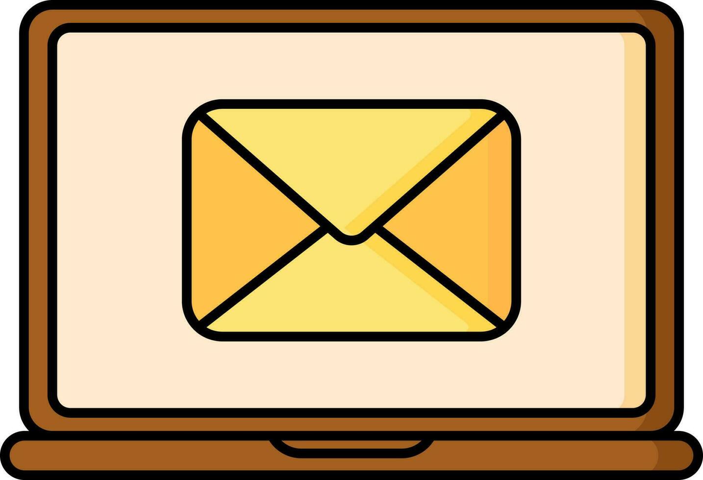 Online email from laptop icon in brown and yellow color. 24362046