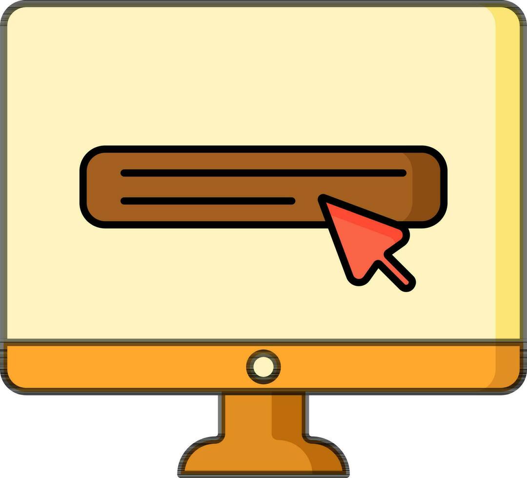 Cursor pointer in desktop screen icon in flat style. vector