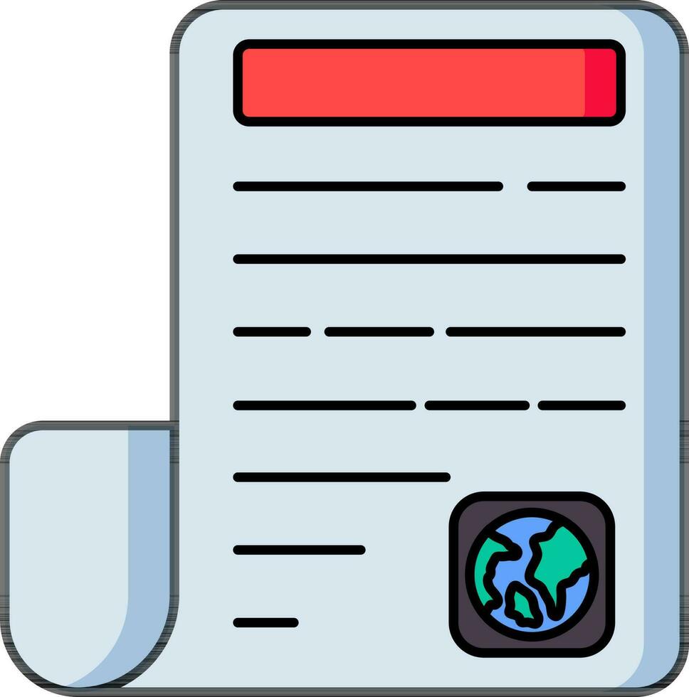 Global document paper icon in flat style. vector