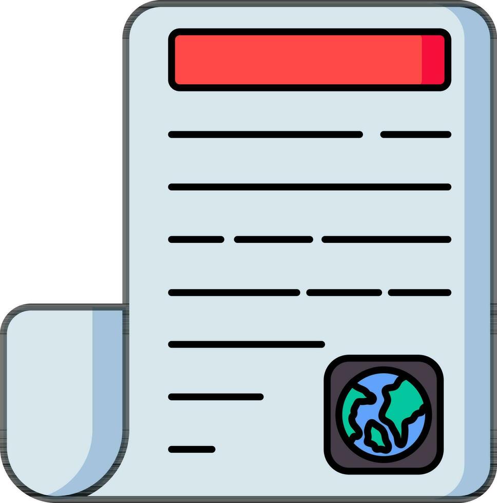 Global document paper icon in flat style. vector