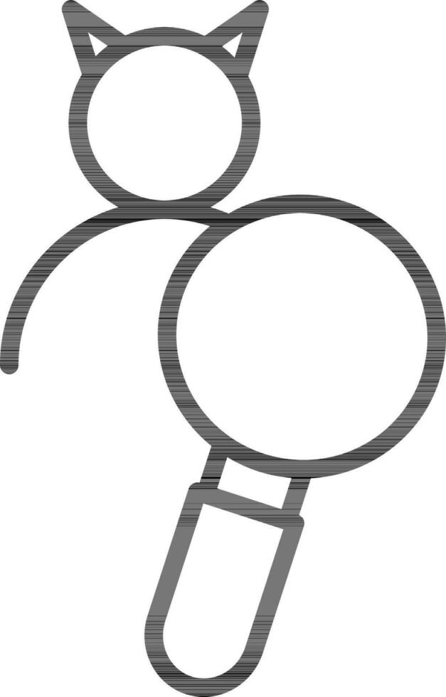 Black line art illustration of Search cheater or fraud icon. vector