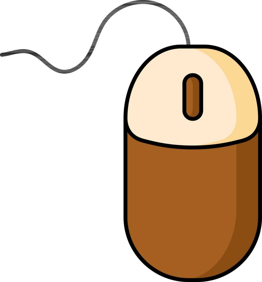 Brown and Yellow Digital Mouse icon in flat style. vector