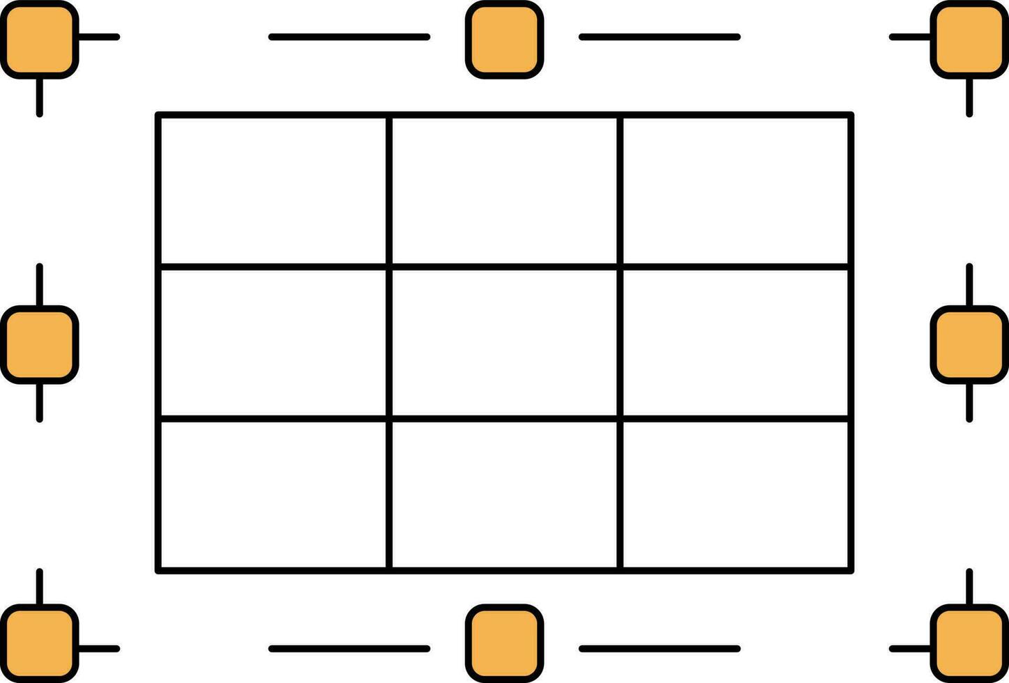 Grid table or Cardboard points notes icon or symbol. vector