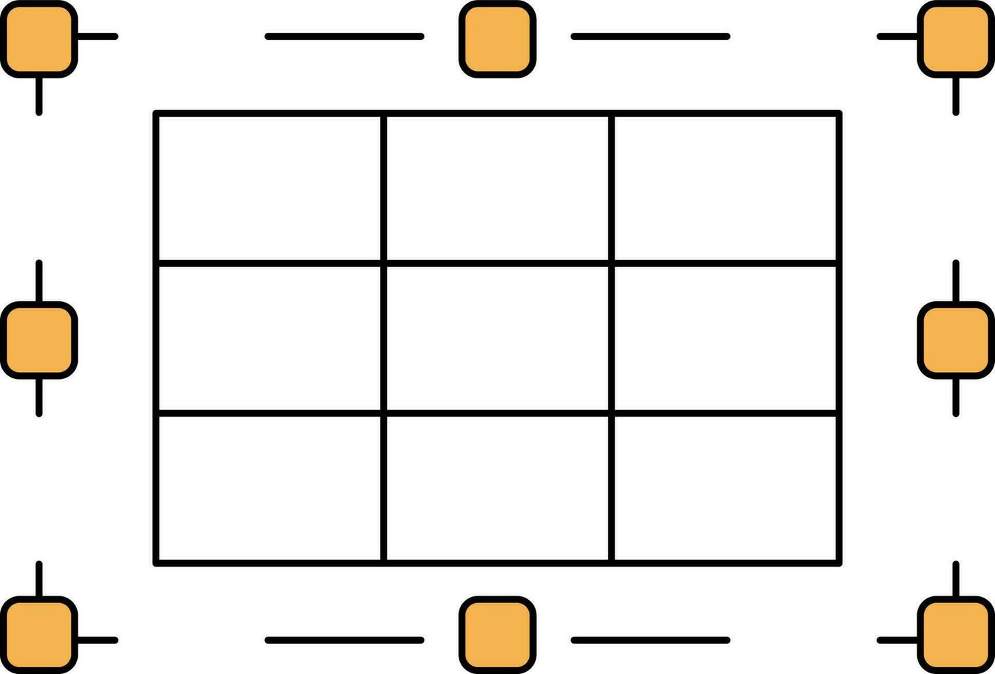 cuadrícula mesa o cartulina puntos notas icono o símbolo. vector