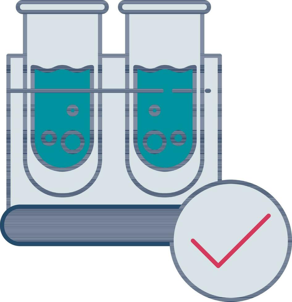 Check Chemical test tube icon in turquoise color. vector