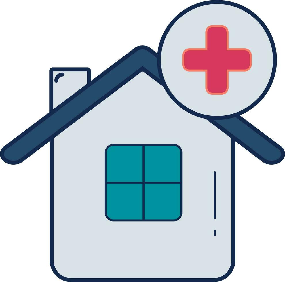 Flat style Medical Home icon in blue color. vector