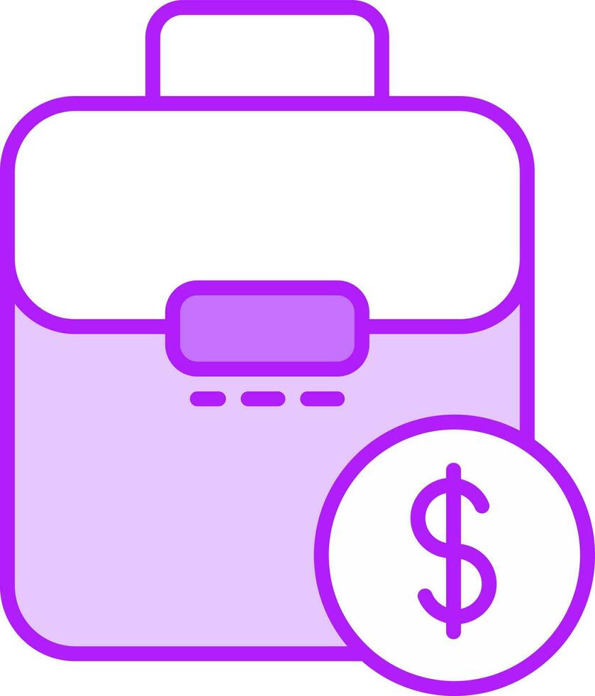 Money briefcase icon in flat style. vector