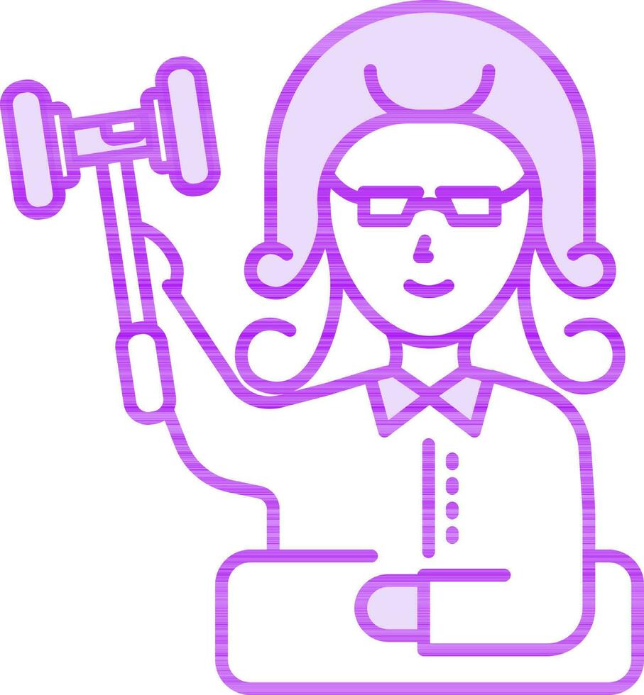 Woman judge icon in purple and white color. vector