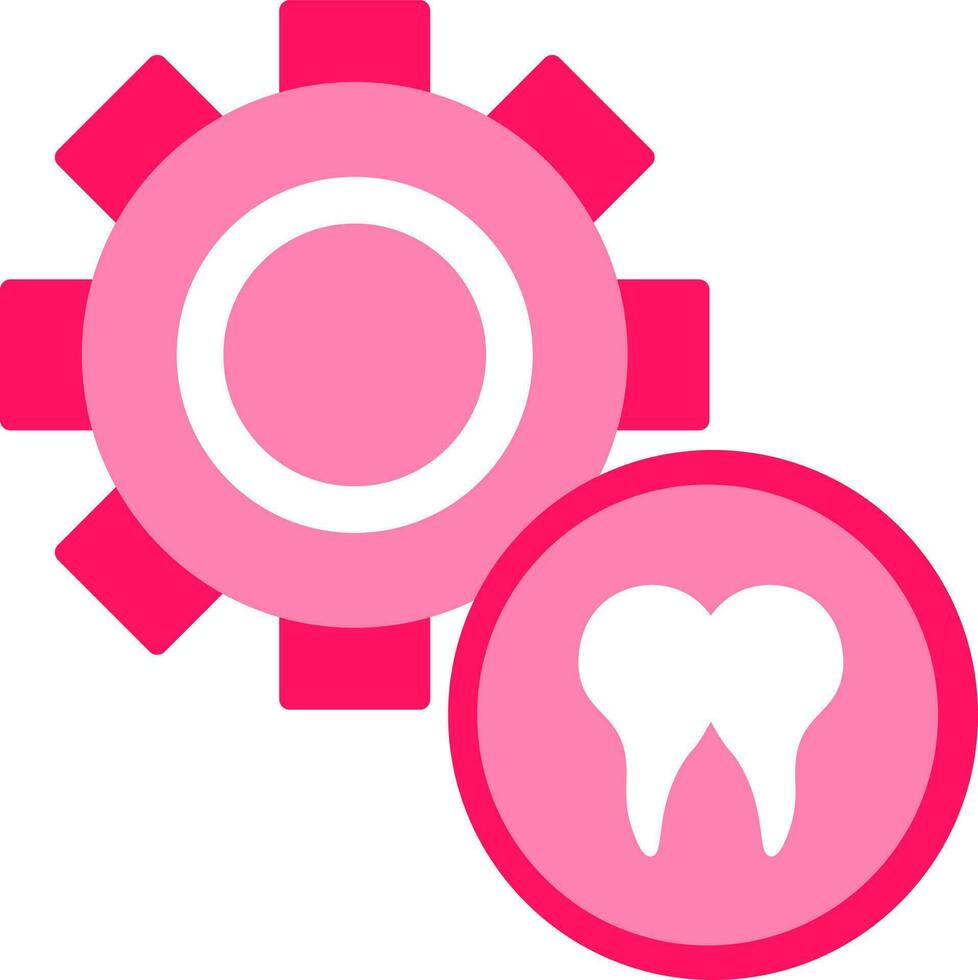 Flat style Tooth setting icon in pink and white color. vector