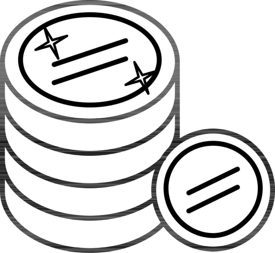 Coin Stack of Cash Money icon in black outline. vector