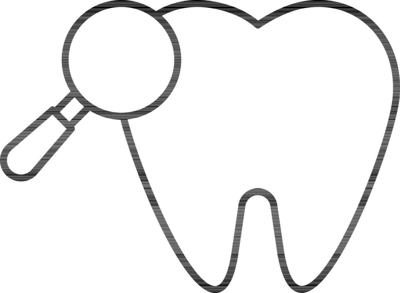 Black line art illustration of Search Tooth icon. vector