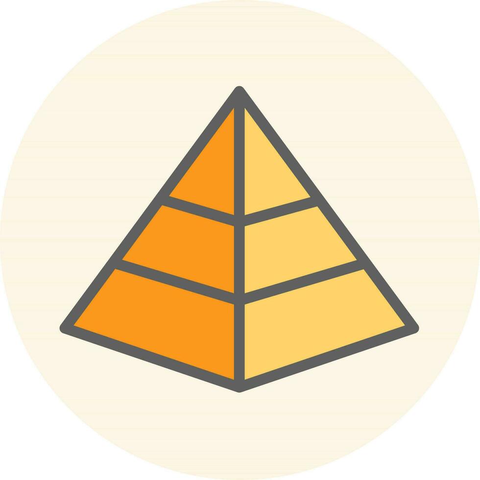 Isolated Pyramid icon in yellow and orange color. vector