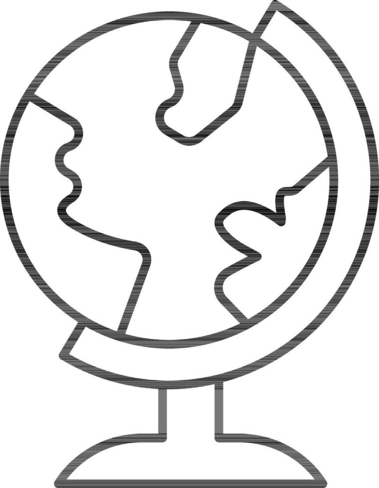 Line art Earth globe stand icon in flat style. vector