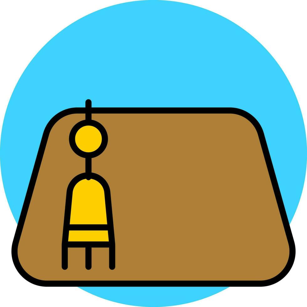Brown Tarboosh or Fez Hat icon on blue round shape. vector