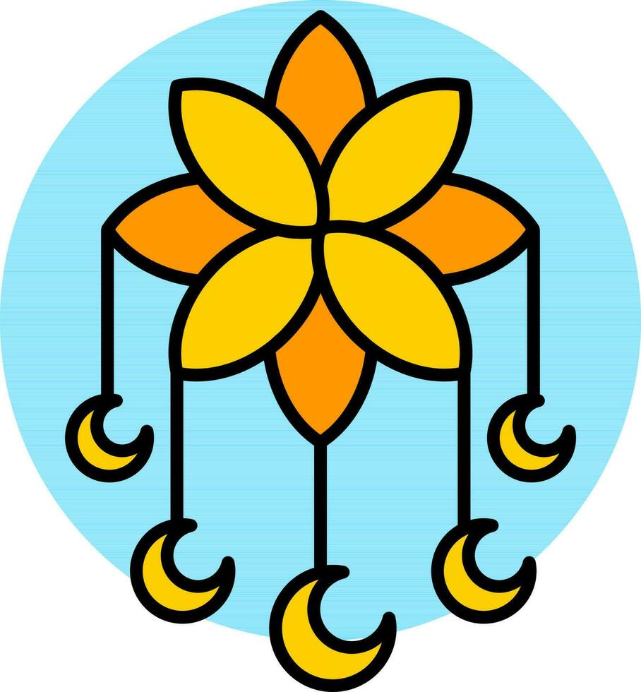 Dream Catcher icon on blue round shape. vector