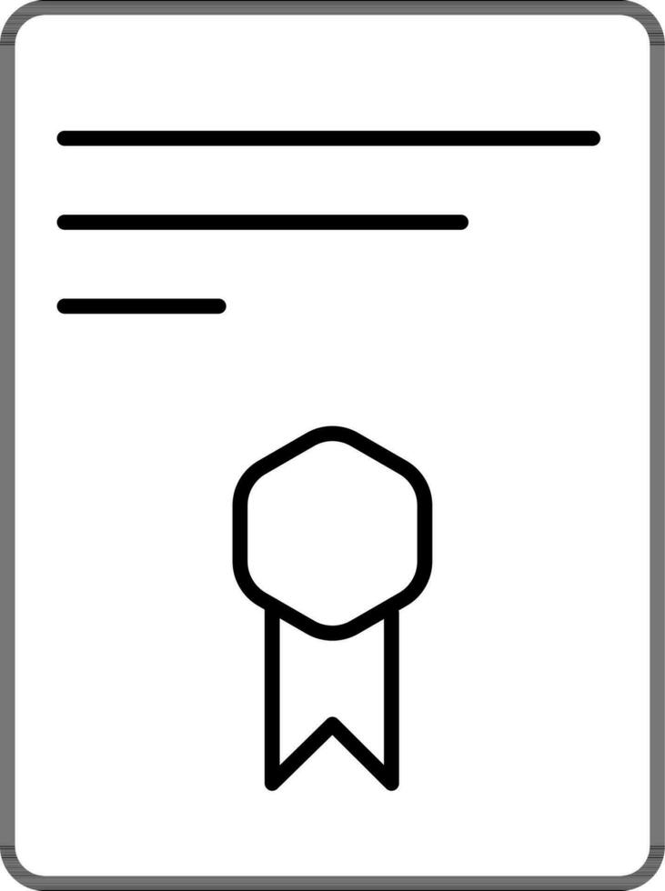 Line art illustration of certificate icon. vector