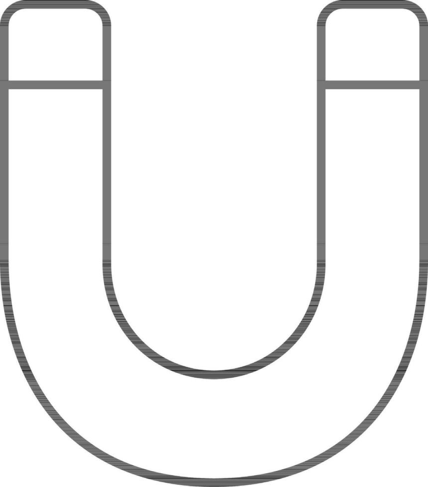 Black line art illustration of Magnet icon. vector