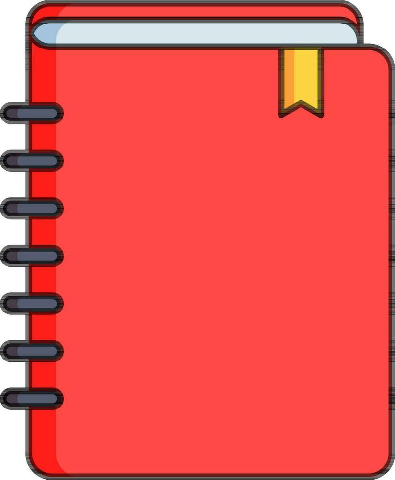 Flat style Notebook icon in red color. vector