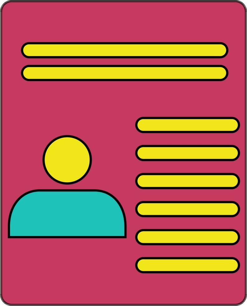 Black line art identification card. vector