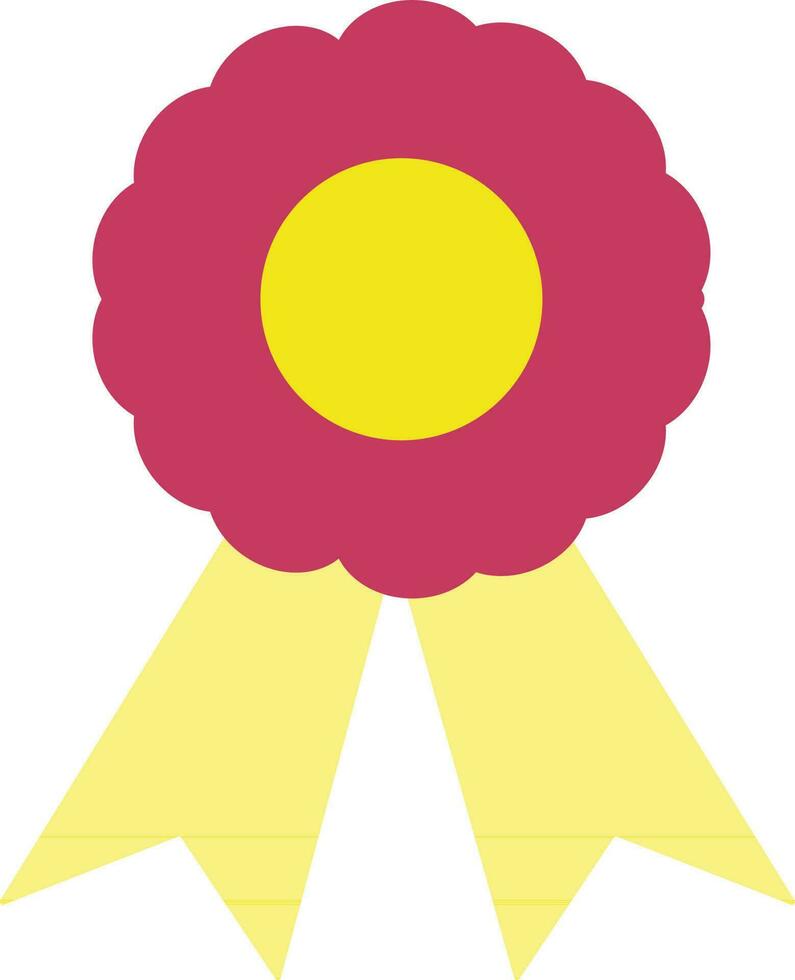 rosado Insignia con amarillo cinta en plano estilo. vector