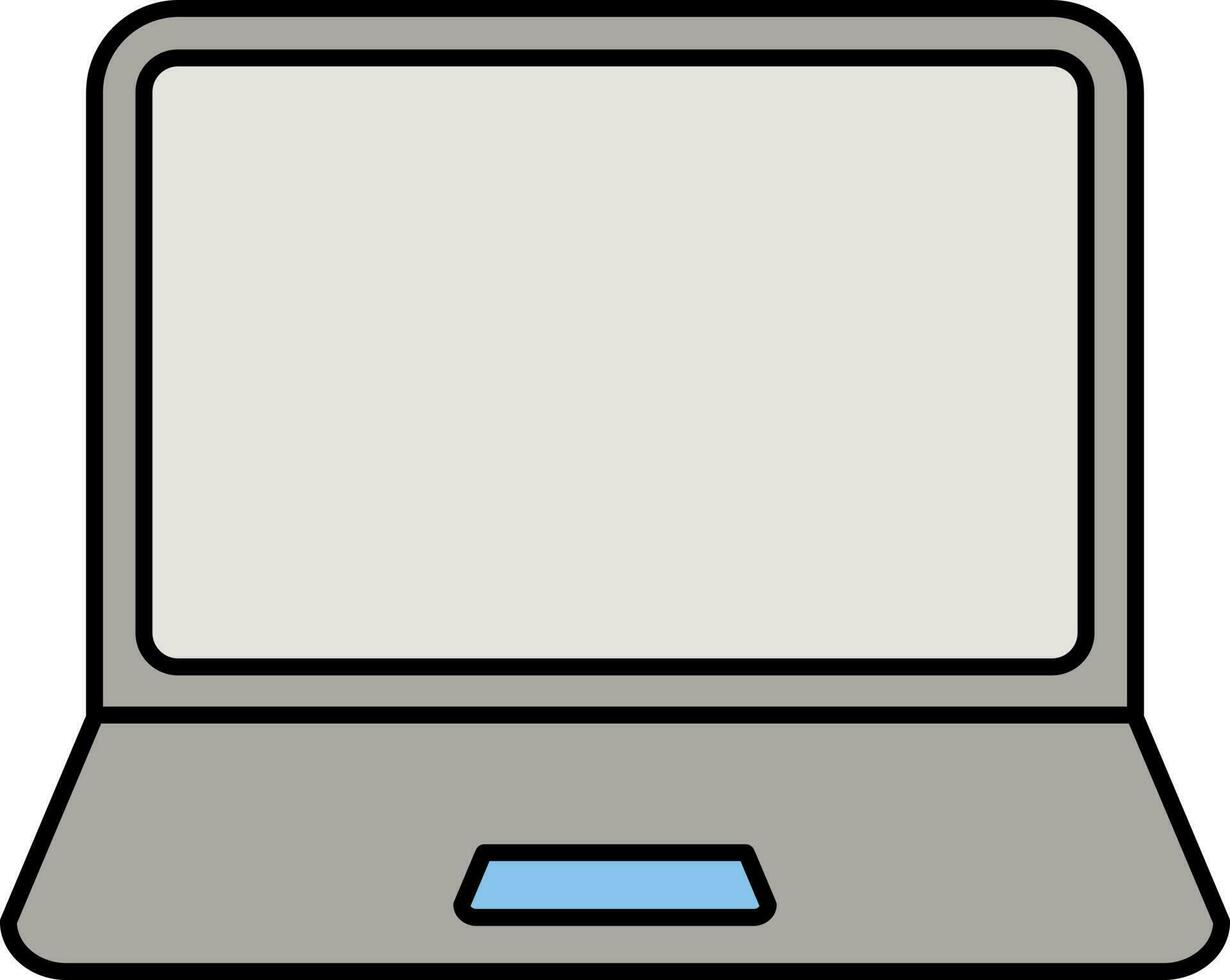 gris ordenador portátil icono en plano estilo. vector